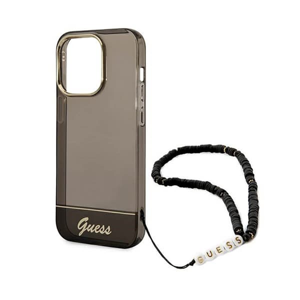 Guess Translucent Pearl Strap - iPhone 14 Pro etui (sort)