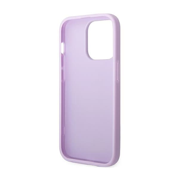 Guess Saffiano Metal Logo Stripes - iPhone 14 Pro etui (lilla)