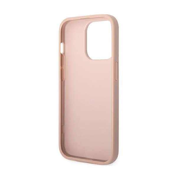 Guess Saffiano Metal Logo Stripes - iPhone 14 Pro Cover (Pink)