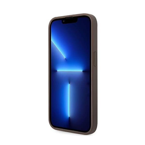 Guess 4G Bottom Stripe Metal Logo Collection - iPhone 14 Pro Cover (Brun)