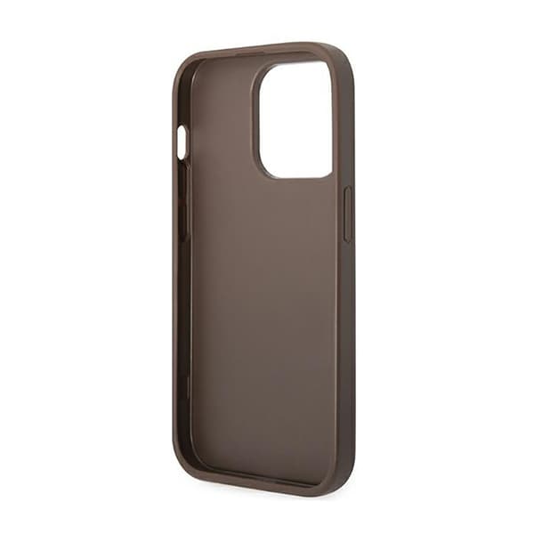 Guess 4G Bottom Stripe Metal Logo Collection - iPhone 14 Pro Cover (Brun)