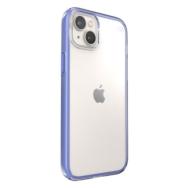Speck Presidio Perfect-Clear med stødgeometri - iPhone 15 Plus / 14 Plus etui med MICROBAN-coating (klar/jordet lilla)