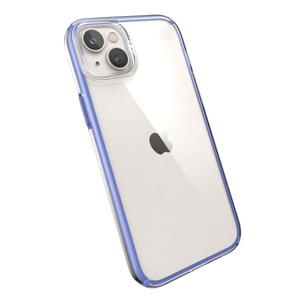Speck Presidio Perfect-Clear med stødgeometri - iPhone 15 Plus / 14 Plus etui med MICROBAN-coating (klar/jordet lilla)