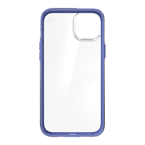Speck Presidio Perfect-Clear med stødgeometri - iPhone 15 Plus / 14 Plus etui med MICROBAN-coating (klar/jordet lilla)