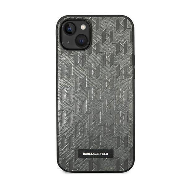 Karl Lagerfeld Saffiano Mono Metal Logo - iPhone 14 -kotelo (harmaa)