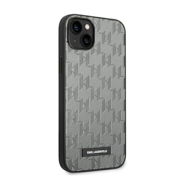 Karl Lagerfeld Saffiano Mono Metal Logo - iPhone 14 -kotelo (harmaa)
