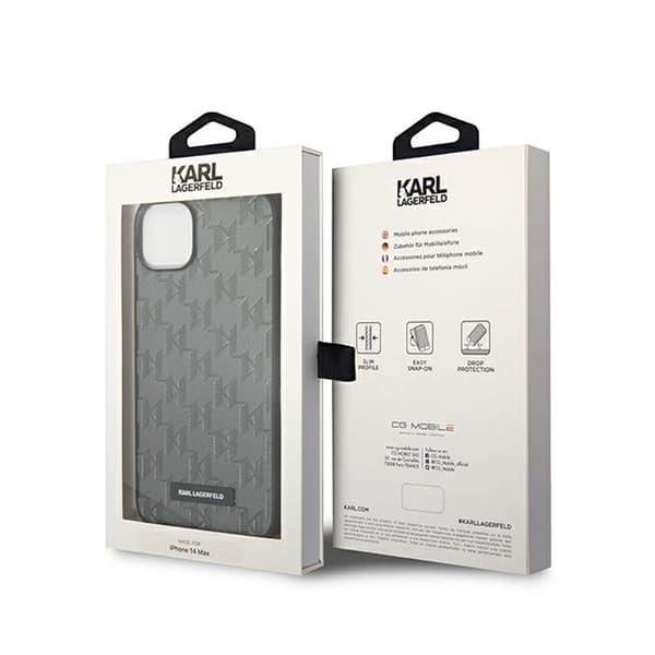 Karl Lagerfeld Saffiano Mono Metal Logo - iPhone 14 -kotelo (harmaa)