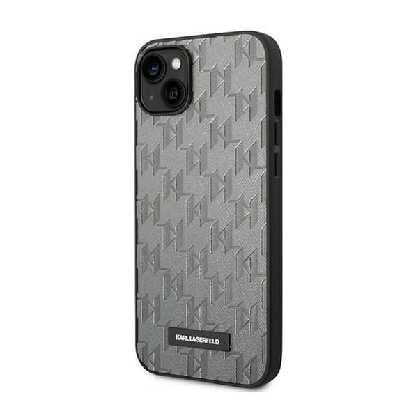 Karl Lagerfeld Saffiano Mono Metal Logo - iPhone 14 -kotelo (harmaa)