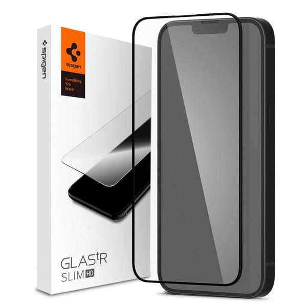 Spigen Glass FC - Hærdet glas til iPhone 14 / iPhone 13 / iPhone 13 Pro (sort stel)