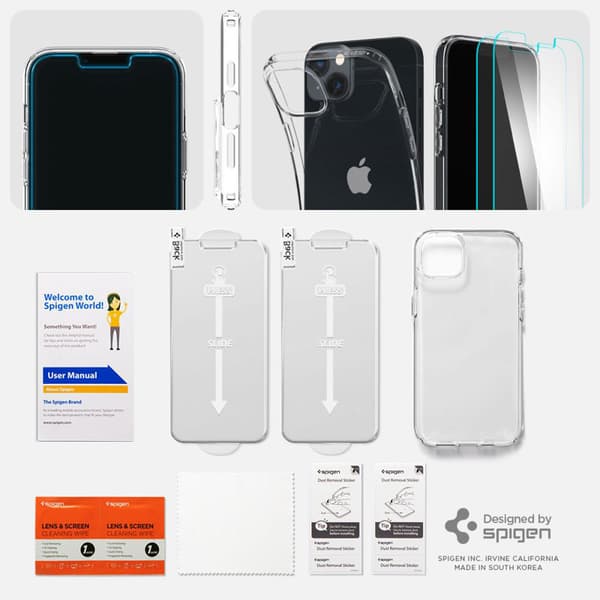 Spigen Crystal Pack - kotelosarja + 2 x lasi iPhone 15 Plus / iPhone 14 Plus (läpinäkyvä)