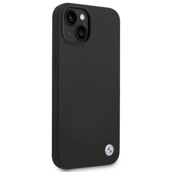 BMW flytande silikonfodral metalllogotyp – iPhone 14-fodral (svart)