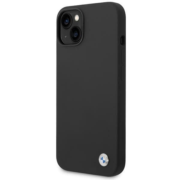 BMW flytande silikonfodral metalllogotyp – iPhone 14-fodral (svart)