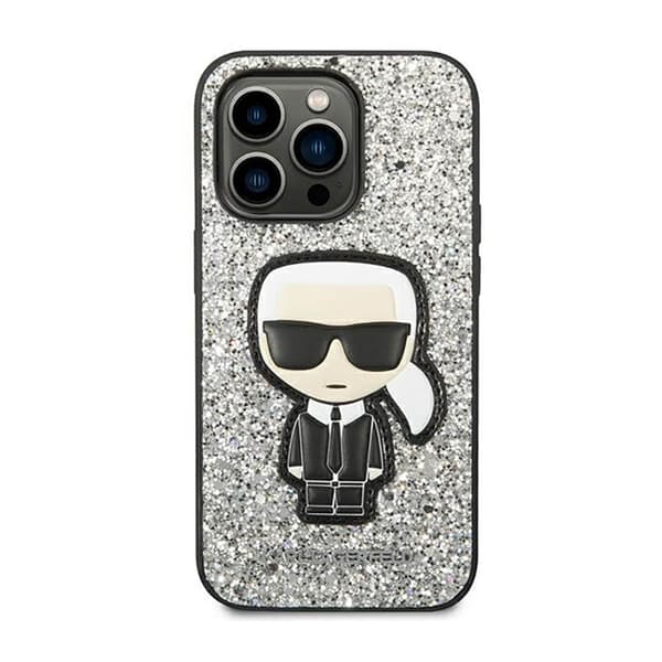 Karl Lagerfeld Glitter Flakes Ikonik - iPhone 14 Pro Max -kotelo (hopea)