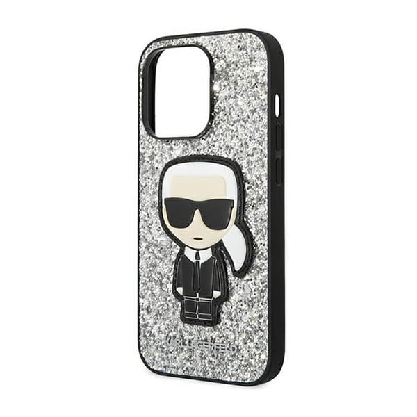 Karl Lagerfeld Glitter Flakes Ikonik - iPhone 14 Pro Max -kotelo (hopea)