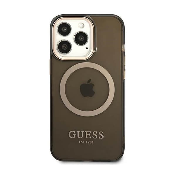 Guess Gold Outline Translucent MagSafe - iPhone 13 Pro-fodral (svart)