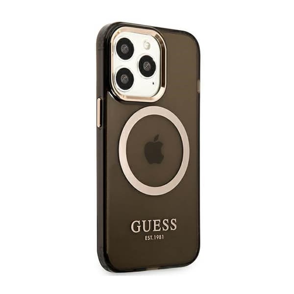 Guess Gold Outline Translucent MagSafe - iPhone 13 Pro-fodral (svart)