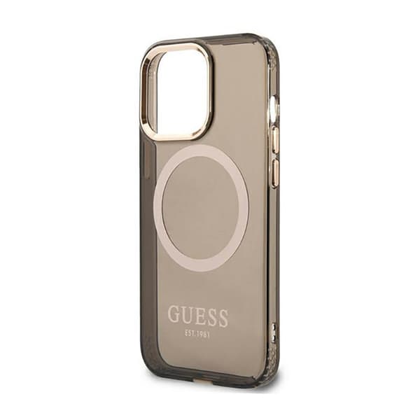 Guess Gold Outline Translucent MagSafe - iPhone 13 Pro-fodral (svart)