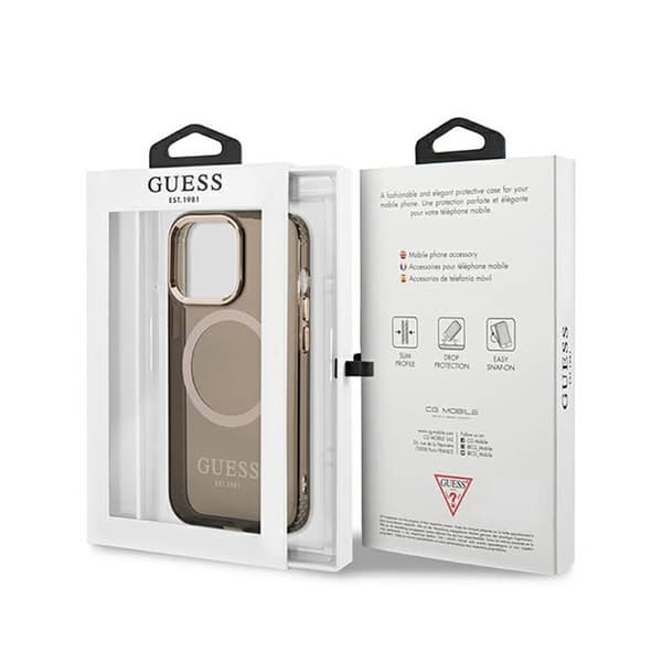 Guess Gold Outline Translucent MagSafe - iPhone 13 Pro-fodral (svart)