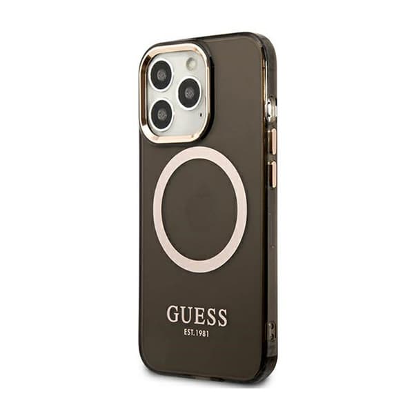 Guess Gold Outline Translucent MagSafe - iPhone 13 Pro-fodral (svart)