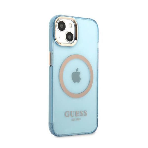 Guess Gold Outline Translucent MagSafe - iPhone 13 cover (blå)