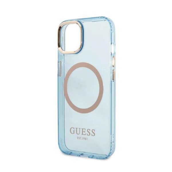 Guess Gold Outline Translucent MagSafe - iPhone 13 cover (blå)