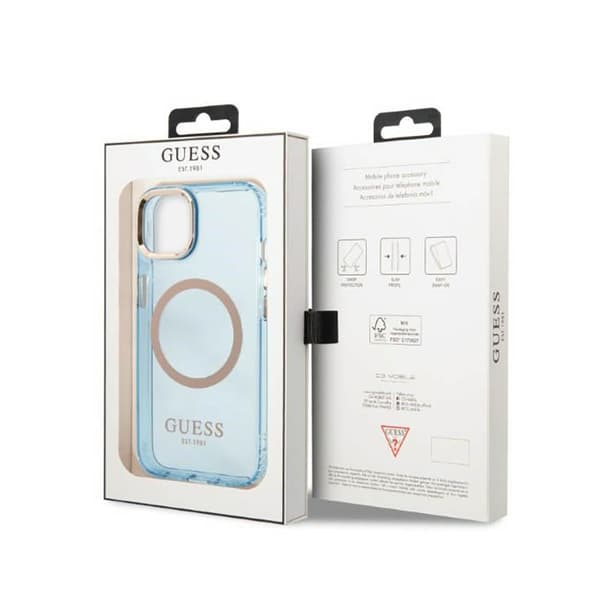 Guess Gold Outline Translucent MagSafe - iPhone 13 cover (blå)