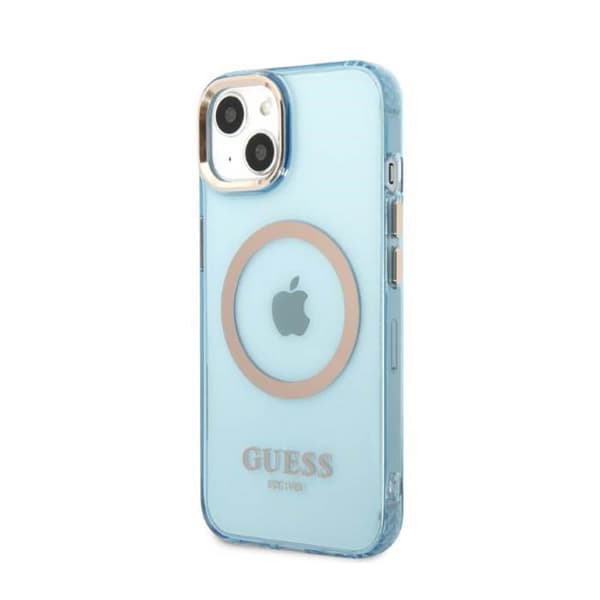 Guess Gold Outline Translucent MagSafe - iPhone 13 cover (blå)