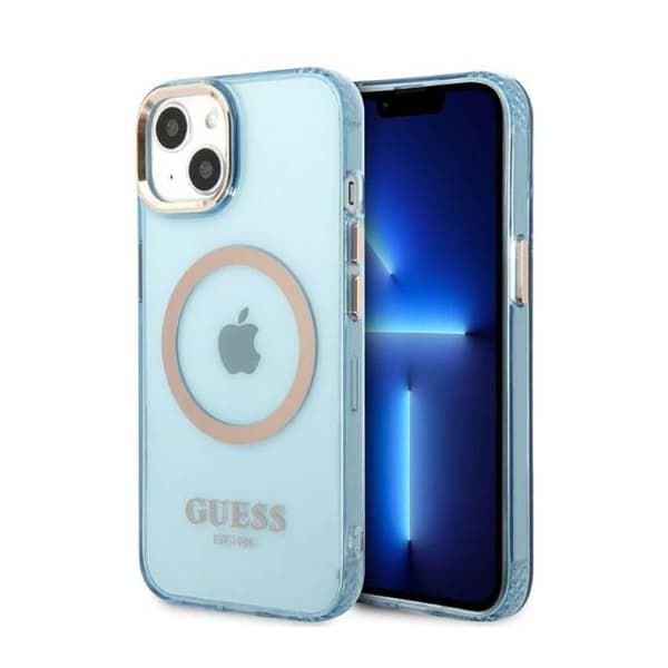 Guess Gold Outline Translucent MagSafe - iPhone 13 cover (blå)