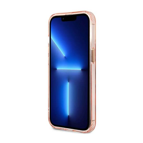 Guess Gold Outline Translucent MagSafe - iPhone 13 Pro Max etui (Pink)