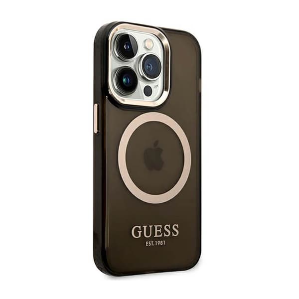 Guess Gold Outline Translucent MagSafe - iPhone 14 Pro-cover (sort)