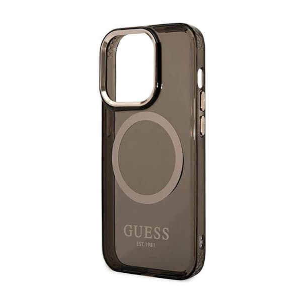 Guess Gold Outline Translucent MagSafe - iPhone 14 Pro-cover (sort)