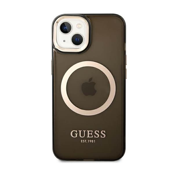 Guess Gold Outline Translucent MagSafe - iPhone 14 Plus etui (sort)
