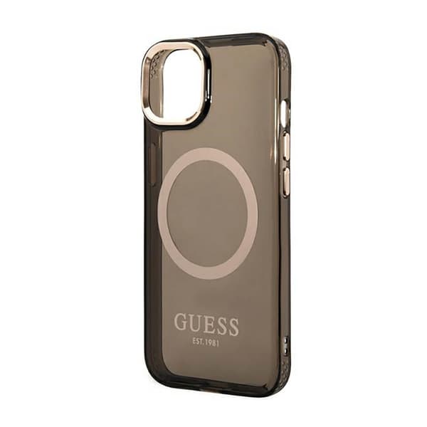 Guess Gold Outline Translucent MagSafe - iPhone 14 Plus etui (sort)