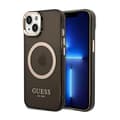 Miniatyrbillede 1 af 8: Guess Gold Outline Translucent MagSafe - iPhone 14 Plus etui (sort)