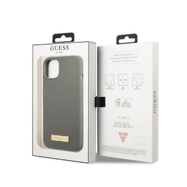 Guess Silikonlogoplatta MagSafe - iPhone 13 minifodral (grå)