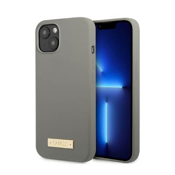 Guess Silikonlogoplatta MagSafe - iPhone 13 minifodral (grå)
