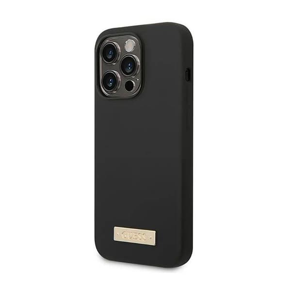 Guess Silikone Logo Plade MagSafe - iPhone 14 Pro Cover (Sort)