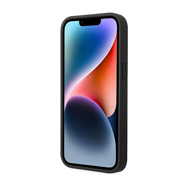 BMW Læder Carbon Blue Line – iPhone 14 Plus etui (sort)