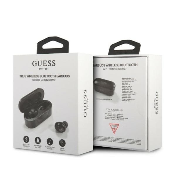 Guess True Wireless Earphones BT5.0 5H - TWS-øretelefoner + opladningsetui (sort)