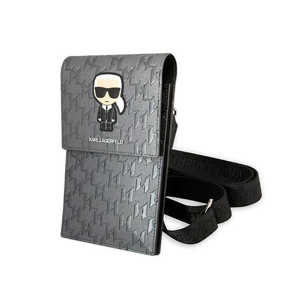 Karl Lagerfeld Monogram Ikonik Patch Wallet Telefontaske - Smartphonetaske og tilbehør (sølv)