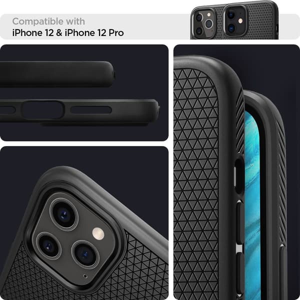 Spigen Liquid Air - Cover til iPhone 12 Pro / iPhone 12 (sort)