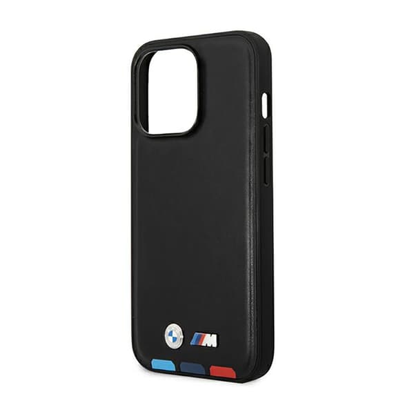 BMW Leather Hot Stamp Tricolor MagSafe – iPhone 14 Pro -kotelo (musta)