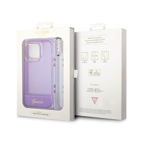 Guess Translucent Pearl Strap - iPhone 14 Pro Max -kotelo (violetti)