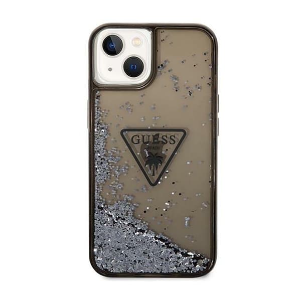 Guess Liquid Glitter Triangle Logo Cover – iPhone 14 Plus Cover (Sort)