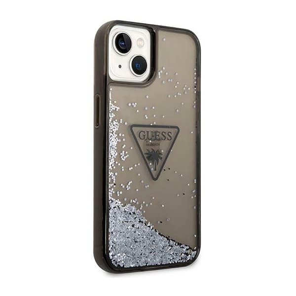 Guess Liquid Glitter Triangle Logo Cover – iPhone 14 Plus Cover (Sort)