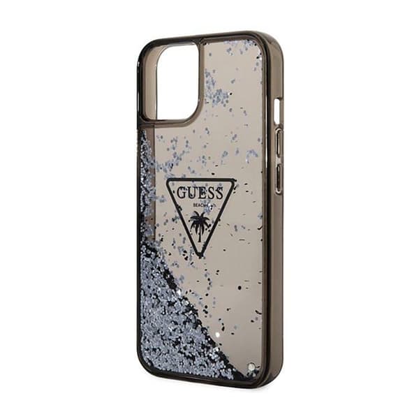 Guess Liquid Glitter Triangle Logo Cover – iPhone 14 Plus Cover (Sort)