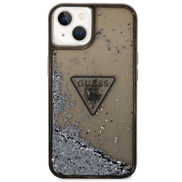 Guess Liquid Glitter Triangle Logo-fodral - iPhone 14-fodral (svart)