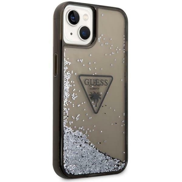 Guess Liquid Glitter Triangle Logo-fodral - iPhone 14-fodral (svart)