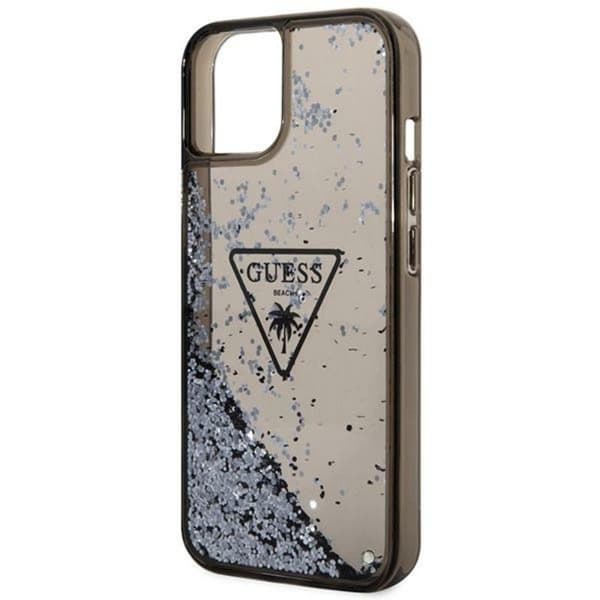 Guess Liquid Glitter Triangle Logo-fodral - iPhone 14-fodral (svart)