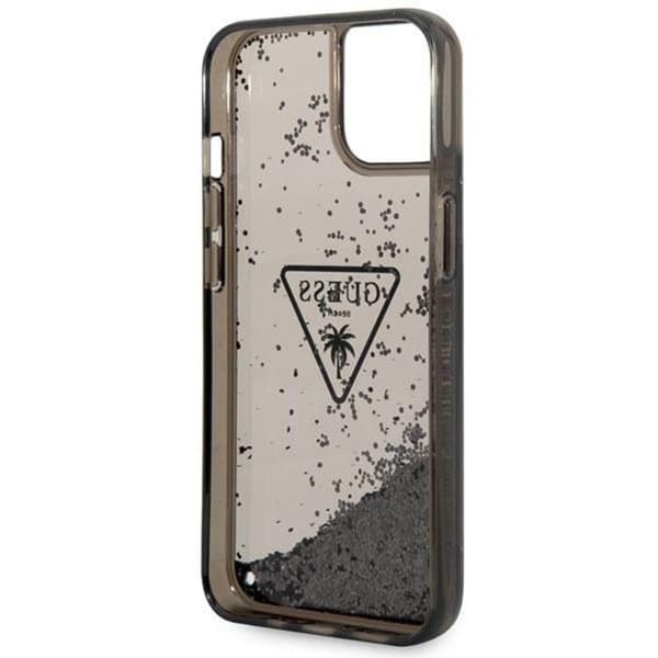 Guess Liquid Glitter Triangle Logo-fodral - iPhone 14-fodral (svart)